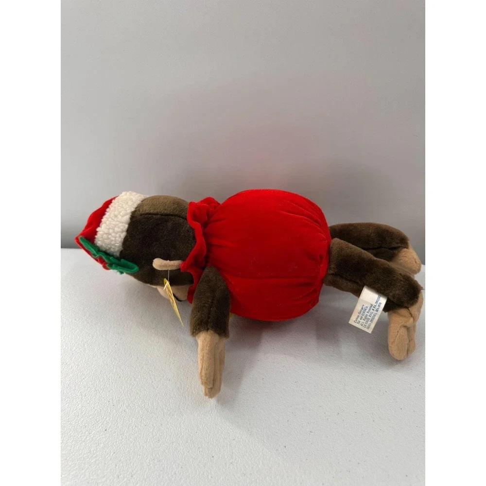 Vintage Curious George Christmas Holiday Plush Monkey Santa Toy‎ Network Stuffed